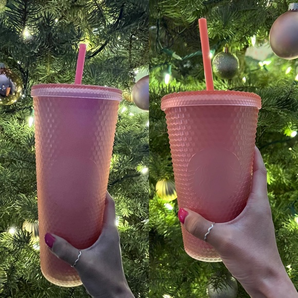 BRAND NEW WITH TAGS! STARBUCKS pink lemonade soft touch studded tumbler set - Picture 1 of 7